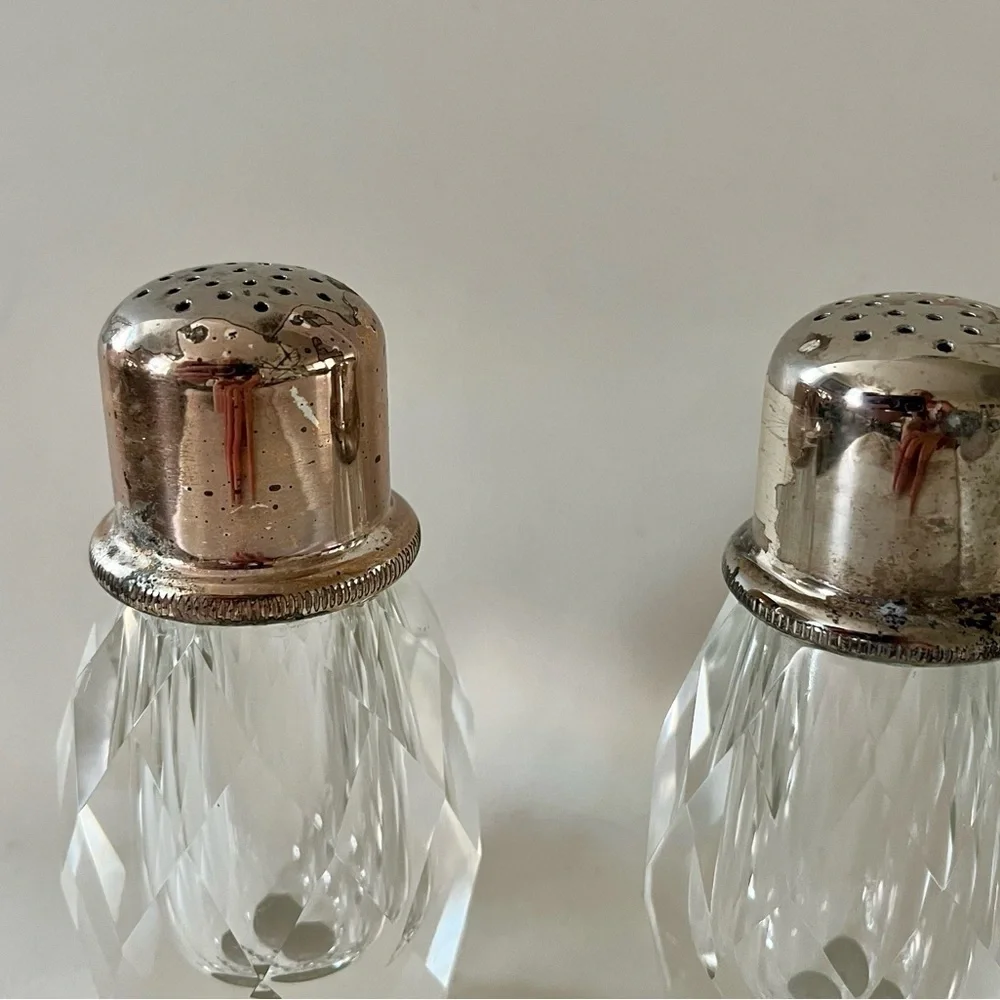 Vintage Hand Patient Milk Glass Pink Floral Glass Salt and Pepper Shakers Set